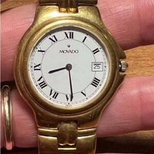Movado Museum Rare Model Gold and White Unisex Watch